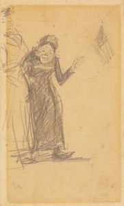Mulher, acenando, bandeira de William James Glackens